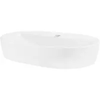LuxeBath Lavabo Lavabo da appoggio ovale, 60x40x12 cm, bianco lucido, Vetroceramica