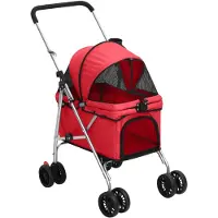 vidaXL Passeggino per cani pieghevole rosso 76x50x100 cm Tessuto Oxford