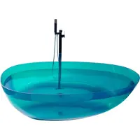 Beliani Vasca da bagno freestanding trasparente teal solid surface 169 x 78 cm ovale per una persona design moderno