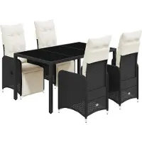 vidaXL Set bistrot da giardino 5 pezzi con cuscini in polirattan nero