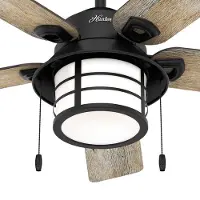Hunter Santorini -ventilatore con luce, legno/nero