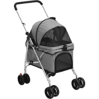 vidaXL Passeggino per cani pieghevole grigio 76x50x100 cm Tessuto Oxford
