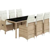 vidaXL set bistrot da giardino 7 pezzi con cuscini Beige poly rattan