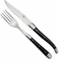 Laguiole Knife and Fork TF2MINEB Ebony, set di posate da 2-pz, opaco