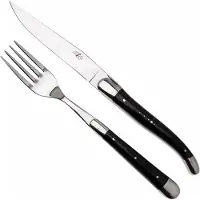 Laguiole Knife and Fork TF2MINBF Dark Horn, set di posate da 2-pz, lucidato
