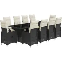 vidaXL set bistrot da giardino 11 pezzi con cuscini in polirattan nero