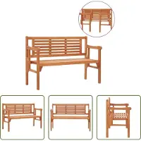 The Living Store Panchina da giardino pieghevole 120 cm in legno massello di eucalipto