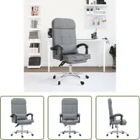 The Living Store Sedia da ufficio con funzione massaggio Tessuto grigio chiaro