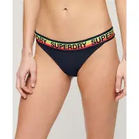 Superdry per donna. W3010401A Slip bikini con logo Classics nero (S), Beachwear, Polister riciclato, Sostenibile