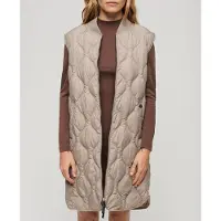 Superdry per donna. W5011659A Gilet lungo foderato, Studios beige (M), Casual, Polister riciclato