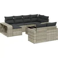 vidaXL set di divani da giardino 11 pezzi con cuscini in rattan grigio chiaro