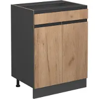 Vicco Mobiletto base per cucina R-Line Rovere dorato 60 cm Forma a J, con cassetto, senza piano di lavoro, Model 39717