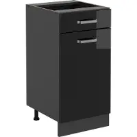 Vicco Mobiletto base per cucina R-Line Nero lucido 40 cm senza piano di lavoro, Model 41056