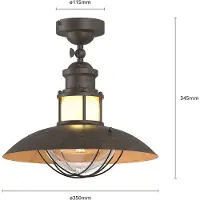 LINDBY Plafoniera Louisanne, marrone, metallo, Ø 35 cm