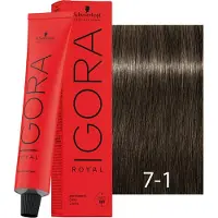 Schwarzkopf Professional Igora Royal 7-1 Biondo Medio Cendre 60ml — Tinta permanente