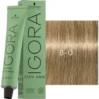 Schwarzkopf Professional Igora Zero Amm 8-0 Biondo Chiaro Naturale 60ml — Tinta per capelli