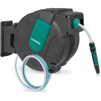 Vonroc Avvolgitubo automatico - Include tubo da giardino da 35 m, ugello e raccordi