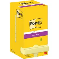 Post-It Blocco Note Adesivo Rimovibile Super Sticky Con 12 Blocchi Giallo Canarino 76x76 Mm