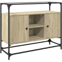 vidaXL Credenza con piano in vetro rovere Sonoma 98x35x81 cm Materiale a base di legno