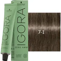 Schwarzkopf Professional Igora Zero Amm 7-1 Biondo Medio Cendre 60ml — Tinta per capelli