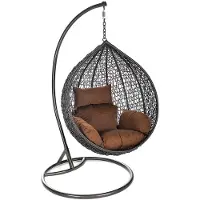 HOME DELUXE - Sedia sospesa in polyrattan CIELO - inclusa struttura, cuscini seduta e schienale