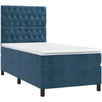 vidaXL Letto a molle con materasso blu scuro 90x200 cm in velluto