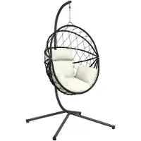 vidaXL Sedia sospesa Egg Design con supporto in rattan e acciaio beige
