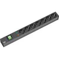 Bachmann 48,30 cm (19") Presa di corrente ÜSS, ALU, 7 vie, s nero, contatto di terra, 2 m, 1U, con interruttoreCon protezione da sovratensione