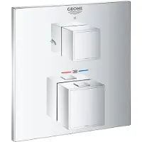 GROHE Grohtherm Cube mitigeur thermostatique de douche pour Rapido SmartBox, avec inverseur 2 voies intégré, 2 consommateurs, 24154000, 24154000