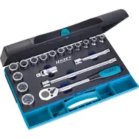 Hazet Set di chiavi a bussola 932/18 - Profilo quadrato cavo da 12,5 mm (1/2 pollice) - Esagono esterno | 932/18