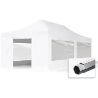 TOOLPORT 4x8m gazebo pieghevole PVC con laterali (panoramiche), PROFESSIONAL alluminio, bianco