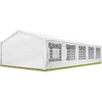 TOOLPORT Tendone per feste gazebo 5x10 m bianco PE 350 N impermeabile protezione UV tenda giardino sagre eventi mercati esterno