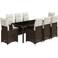 vidaXL set bistrot da giardino 9 pezzi con cuscini in polirattan marrone