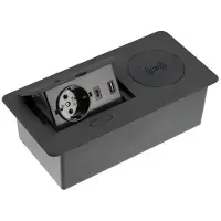 GTV Presa multipla AVARO Plus, con caricatore a induzione da 5 W, USB-A e USB-C, design compatto, colori: bianco, nero, alluminio, ideale per l'home office e gli uffici