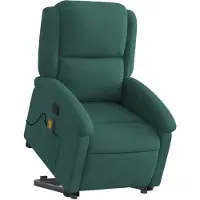vidaXL Poltrona per massaggi con ausilio per l'assistenza in piedi in velluto verde scuro