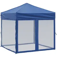 vidaXL Tenda da festa pieghevole con pareti laterali blu 2x2 m