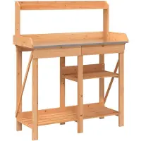 DKD Home Decor Tavolo per piante con ripiani in legno di abete massiccio marrone