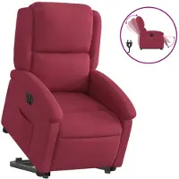 vidaXL Poltrona relax con supporto elettrico in velluto rosso vino