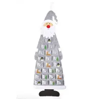 Heitmann DECO Calendario dell'Avvento in feltro Babbo Natale - Calendario dell'Avvento da riempire e appendere - Babbo Natale grigio bianco