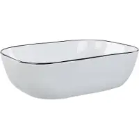 Beliani Lavabo da bagno bianco con bordo nero lucido in Vetroceramica 46 x 33 cm ovale classico
