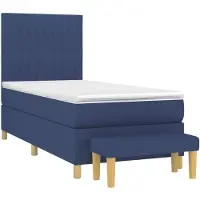 vidaXL Letto a molle con materasso blu 90x200 cm in tessuto