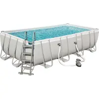 Bestway Power Steel Frame Set completo di piscina con pompa filtro 549 x 274 x 122 cm, grigio chiaro, rettangolare