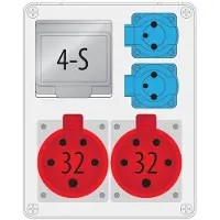 Pawbol Pannello di distribuzione R-BOX 240 4S, 2 prese da 32A/5P, 2 prese da 250V, vano vuoto, grado di protezione IP44, codice prodotto B.1703