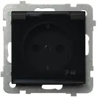 Ospel Presa da esterno con messa a terra, metallo nero, GPH-1RS/m/33/d, Sonata