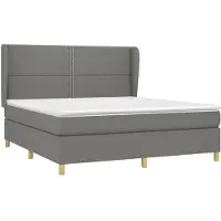vidaXL Letto a molle con materasso grigio scuro 180x200 cm in tessuto