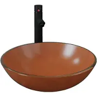 vidaXL Lavabo da bagno con rubinetto e gruppo di scarico, marrone