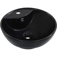 vidaXL Lavabo con troppopieno 46,5 x 18 cm in Vetroceramica nera