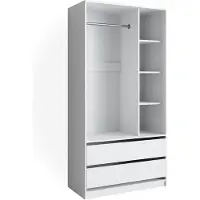 Vicco Armadio multifunzione multifunzione Elmo Bianco 100 x 200 cm con 2 cassetti, Model 40625