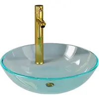 vidaXL Lavabo con rubinetto e gruppo di scarico in vetro temperato