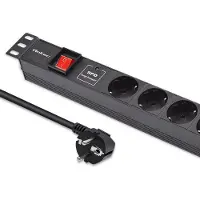 Qoltec Striscia di prese PDU in alluminio per RACK 19'' | 1U | 16A | 6xSCHUKO | 1,8m